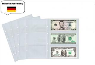 Set 5 folii pentru bancnote, Premium, cu 3 buzunare de 80 x 180 mm