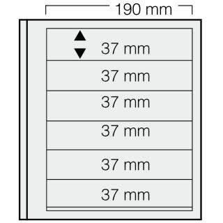 Set 5 folii pentru timbre, D-Blank 616, cu 6 buzunare de 37 x 190 mm