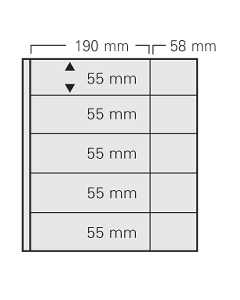 Set 5 folii transparente, Garant, cu 5 buzunare de 55 x 190 mm si 55 x 58 mm