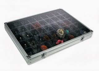 Vitrina din aluminiu pentru lego miniaturi roci minerale cu 45 compartimente de 36 x 49 x 60 mm - Alu Big