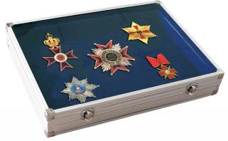 Vitrina din aluminiu pentru medalii insigne de rever decoratiuni militare 395 x 300 x 65 mm - Alu-Big