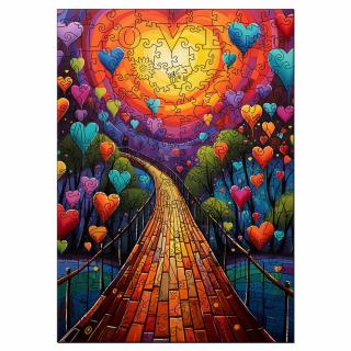 Puzzle 2D, din lemn, Drumul inimilor, 200 piese