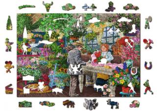 Puzzle 2D, din lemn, Florarie, 505 piese