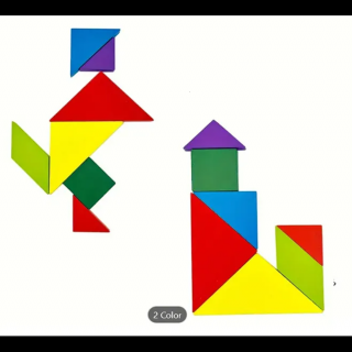 Puzzle 2D, din lemn, magnetic, Tangram, 7 piese