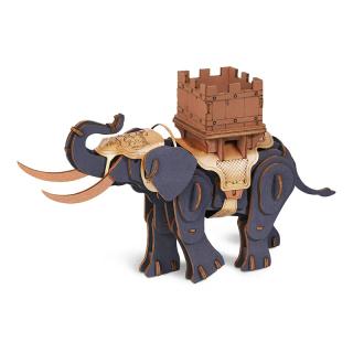 Puzzle 3D, din lemn, Elefant de lupta, 107 piese