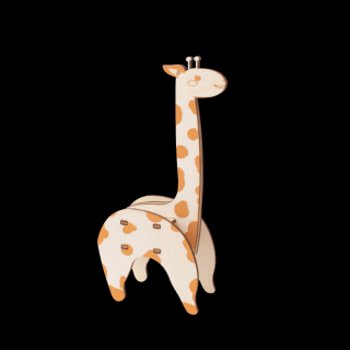 Puzzle 3D, din lemn, Girafa, 6 piese