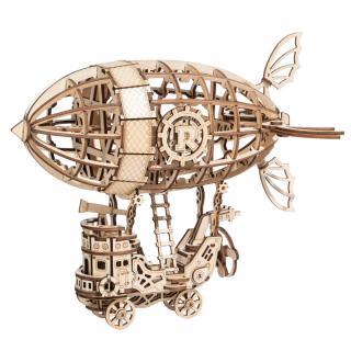 Puzzle 3D Dirijabil Steampunk, Lemn, 176 piese