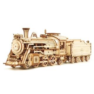 Puzzle 3D Locomotiva cu abur, Lemn, 308 piese