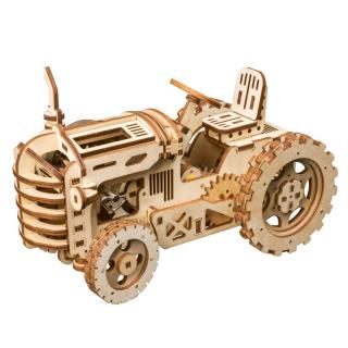 Puzzle 3D Mecanic Tractor, Lemn, 136 piese