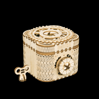 Puzzle 3D Treasure Box, Lemn, 123 piese