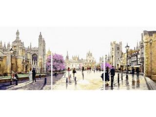 Set 3 picturi pe numere, cu sasiu, Capela King s College, 50x120 cm
