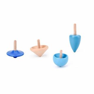 Set 4 titirezi din lemn in cutie metalica