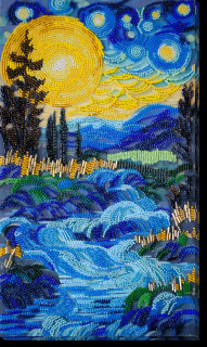 Set broderie cu margele cusute, Dupa cascada, 19,5x35 cm