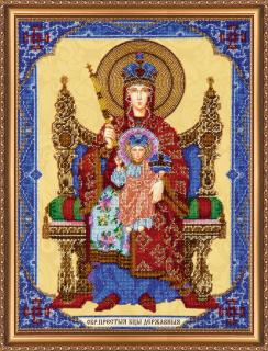 Set broderie cu margele cusute, Icoana Maicii Domnului, 32x45 cm