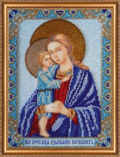 Set broderie cu margele cusute, Maica Domnului, 14 culori, 19x25 cm