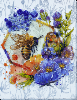 Set broderie cu margele cusute, Mierea florilor, 20x26 cm