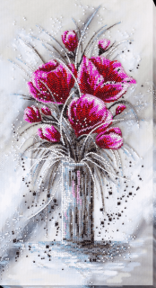 Set broderie cu margele cusute, Smarald rosu, 24x40 cm