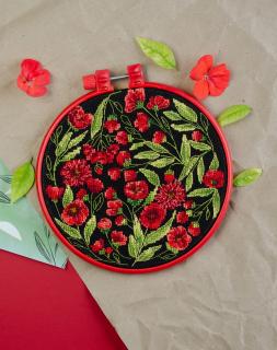 Set broderie in cruciulita, cu gherghef, Dansul florilor, 17x17 cm
