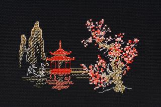 Set broderie in cruciulita, Japonia, 6 culori, 15x10 cm