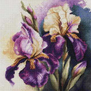 Set de brodat in cruciulita, Irisi, 22x22cm