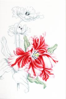 Set de brodat in cruciulita, Lalea rosie 23,5x34,5 cm