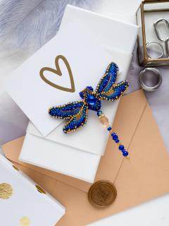 Set decoratie cu margele (brosa), Libelula, 8,2x8,5 cm