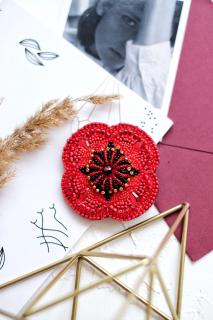 Set decoratie cu margele (brosa), Mac, 10 culori, 6,4x6,4 cm