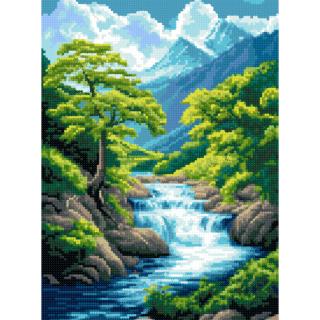 Set goblen cu diamante, cu sasiu, Cascada, 30x40 cm