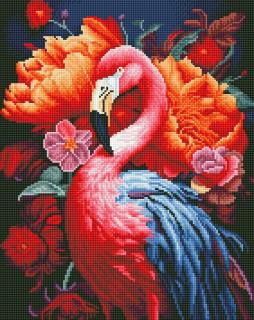 Set goblen cu diamante, cu sasiu, Flamingo, 40x50 cm