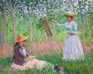 Set goblen cu diamante, cu sasiu, In padurea Givervy - Monet, 40x50 cm