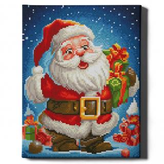 Set goblen cu diamante, cu sasiu, Mos Craciun, 30x40 cm