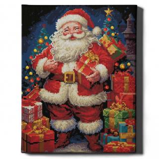 Set goblen cu diamante, cu sasiu, Mos Craciun, 40x50 cm
