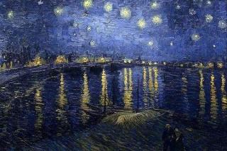 Set goblen cu diamante, cu sasiu, Noapte instelata deasupra Rhonului - van Gogh, 40x50 cm