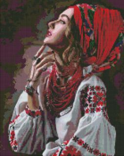 Set goblen cu diamante, cu sasiu, Portret traditional, 40x50 cm