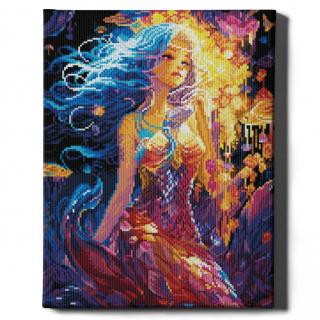 Set goblen cu diamante, cu sasiu, Sirena, 40x50 cm