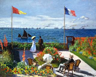 Set goblen cu diamante, cu sasiu, Terasa de la Sainte-Adresse - Monet, 40x50 cm