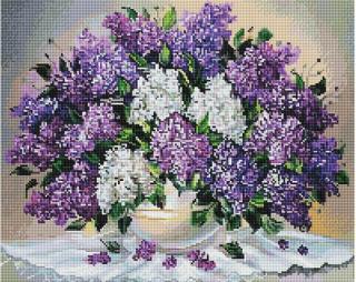 Set goblen cu diamantre, cu sasiu, Aroma de liliac, 40x50 cm