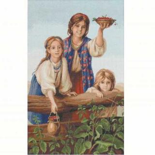Set goblen de cusut, cu diagrama, Cumparati fructe de padure, 24x38cm