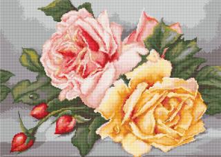 Set goblen de cusut, cu diagrama, Trandafiri, 24.5x18 cm