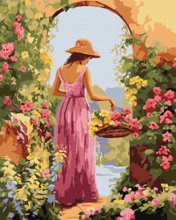 Set pictura pe numere, cu sasiu, Arcada de flori, 40x50 cm