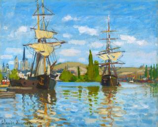 Set pictura pe numere, cu sasiu, Barci care navigheaza pe Sena - Monet, 40x50 cm