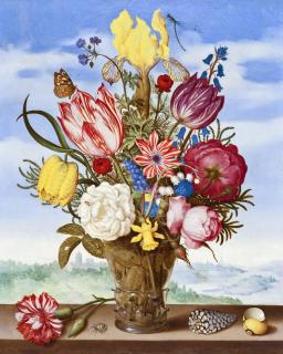 Set pictura pe numere, cu sasiu, Buchet de flori - Ambrosius Bosschaert, 40x50 cm