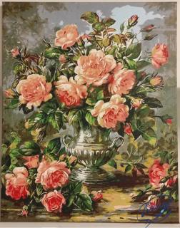 Set pictura pe numere, cu sasiu, Buchet de trandafiri, 40x50 cm