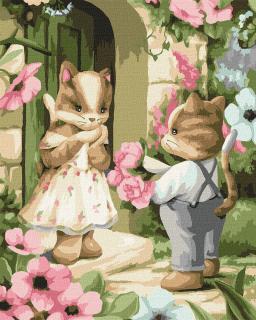Set pictura pe numere, cu sasiu, Buchet pentru iubita mea, 40x50 cm