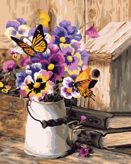 Set pictura pe numere, cu sasiu, Buchet rural, 40x50 cm