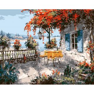 Set pictura pe numere, cu sasiu, Cafenea, 40x50 cm
