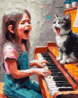 Set pictura pe numere, cu sasiu, Canta din toata inima, 40x50 cm