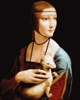 Set pictura pe numere, cu sasiu, Doamna cu hermina - da Vinci, 40x50 cm