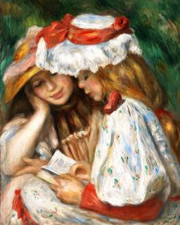 Set pictura pe numere, cu sasiu, Doua fete citesc - Renoir, 40x50 cm