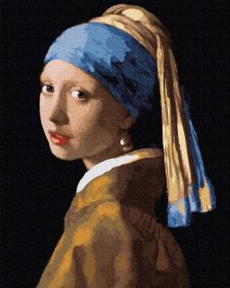 Set pictura pe numere, cu sasiu, Fata cu cercel de perla - Vermeer, 40x50 cm